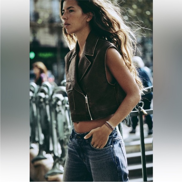 Zara Faux Leather Vest - Cropped - Picture 3 of 8